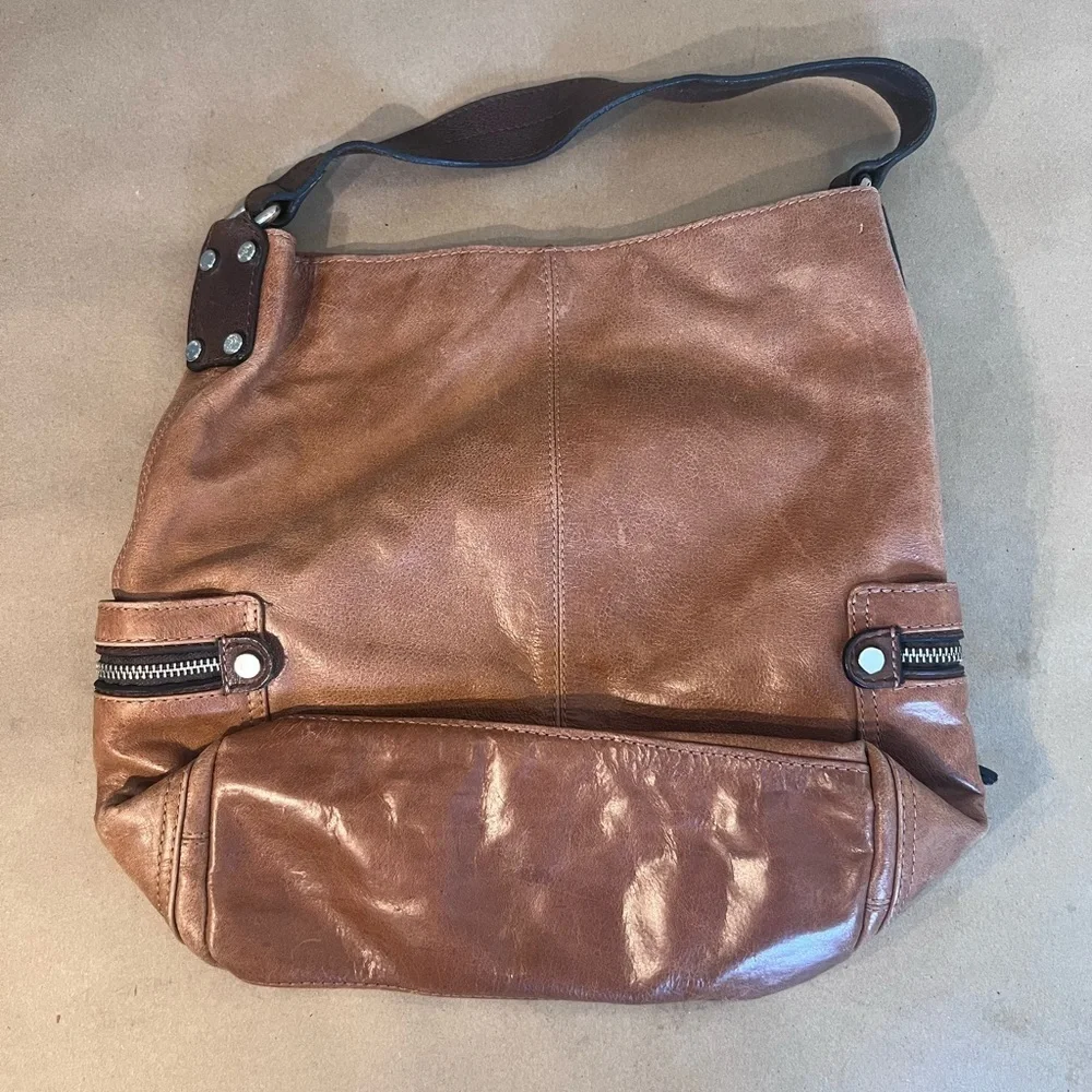 Tano Original Bag Check Bucket Tan Genuine Leather Multiple Pocket Hobo Shoulder
